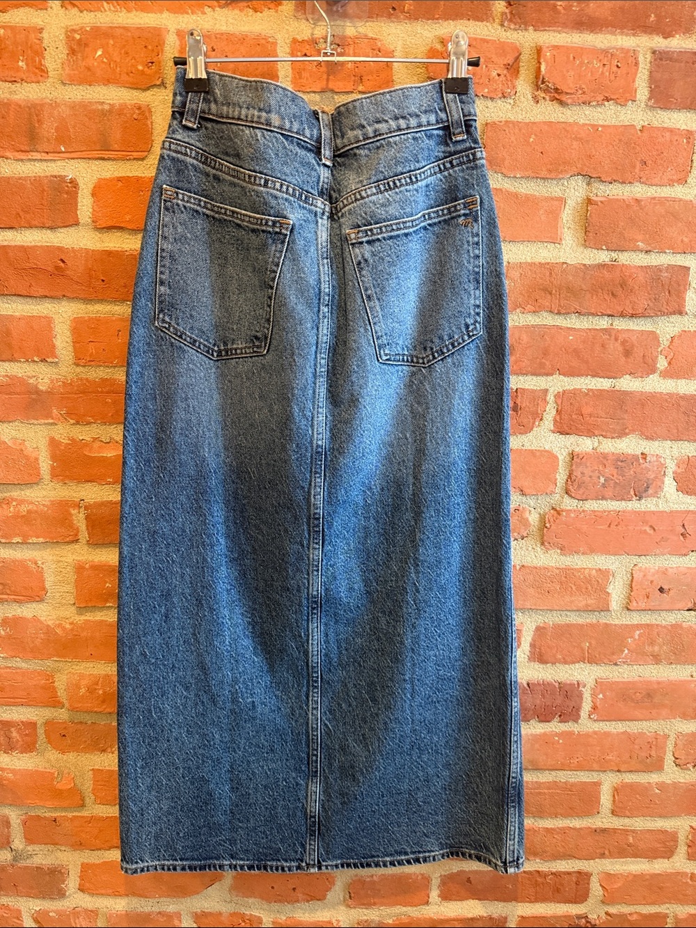 Madewell Classic Blue Denim Maxi Skirt with Front Slit - Picture 5 of 8